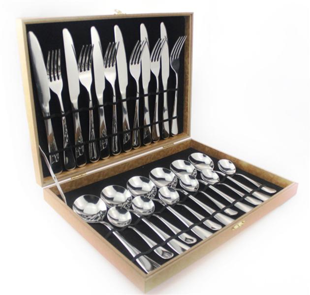 Stainless steel matt shiny black rainbow copper rose gold cutlery table set