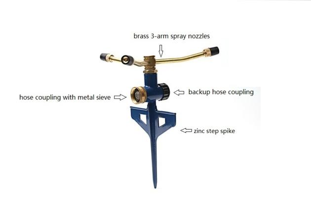 Metal 3 Arm Water Sprinkler On