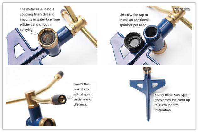 Metal 3 Arm Water Sprinkler On