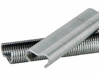 Versatile compressed hog rings for fabric, wire cloth