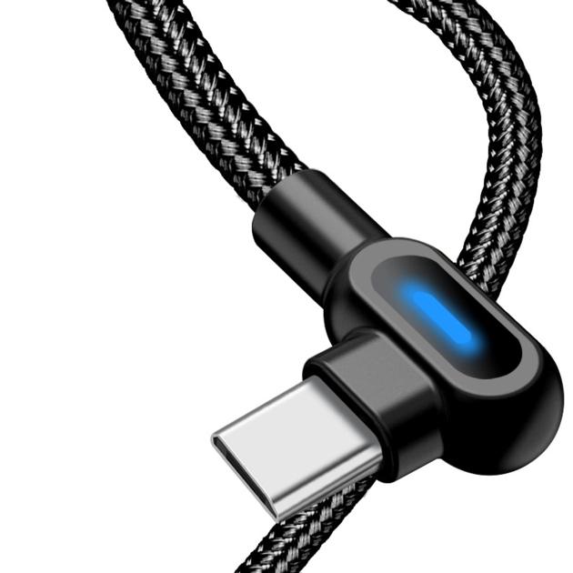 Rts amazon bestseller Double 90 degree usb type c fast charging cable with LED for cellphone 