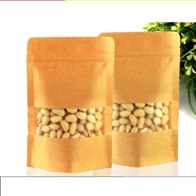 1.3kg capacity Kraft paper standup bag with a frosted square window
