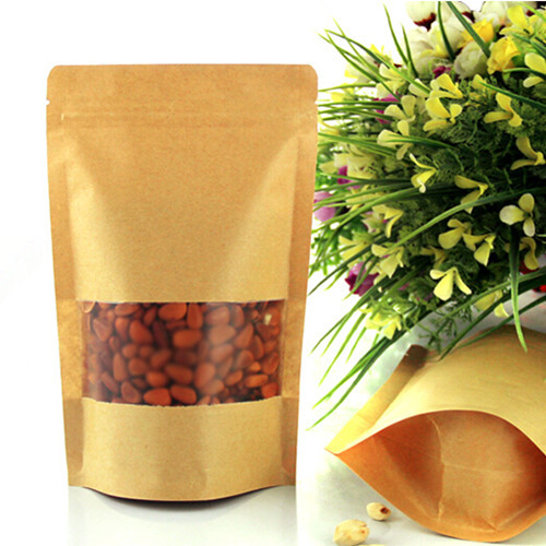1.25kg capacity Kraft paper standup bag with a frosted square window