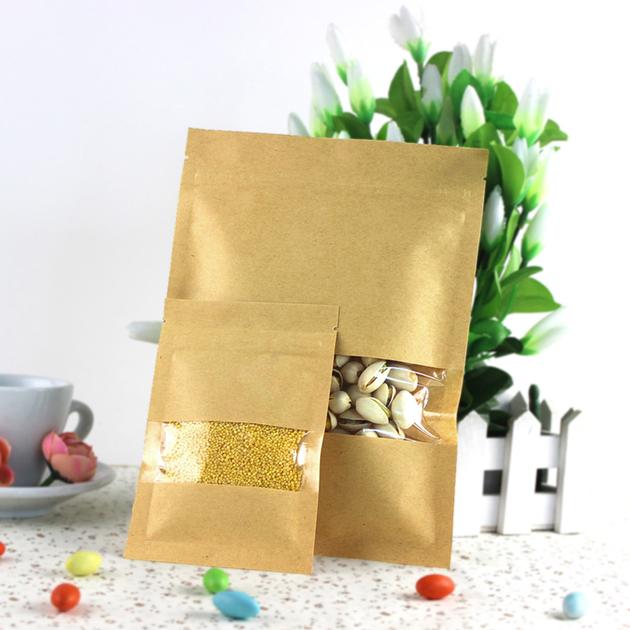 800g capacity Kraft paper standup bag with a clear square window