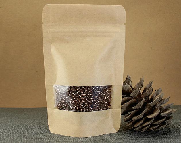 250g capacity Kraft paper standup bag with a clear square window