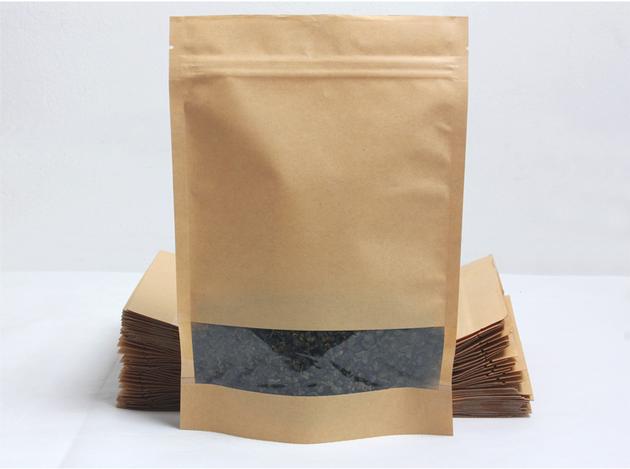 1.6 kg capacity Kraft paper standup bag with a clear square window