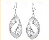 Silver Stud Earring,Diamond Earring, Silver Hook Earring,