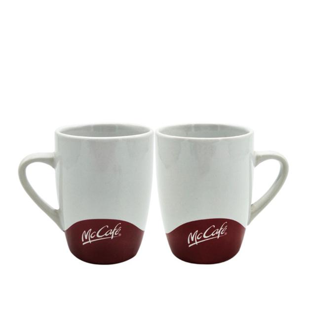 Food Grade Full Plain White Ceramic Mug With Color Bottom-300ml