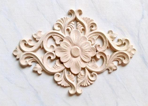 Decorative Wood Embellishments Square Shape Onaly and Applique Furniture Supplies Rosette Applique