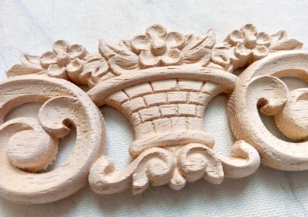 Decorative Ornament OAK Wood Carved Rosette