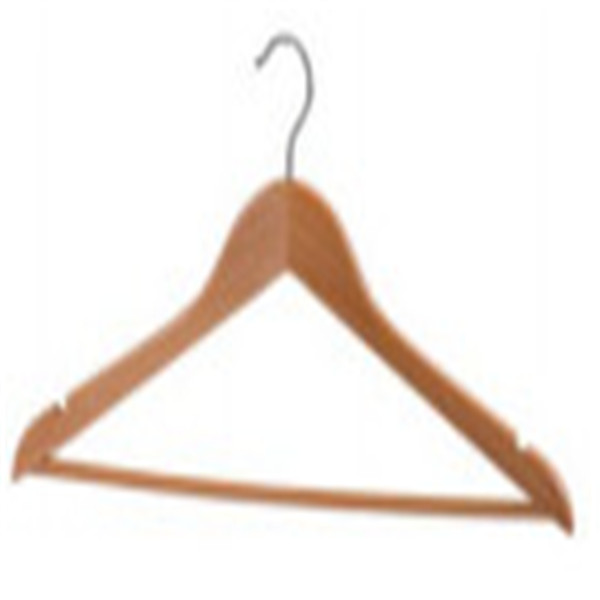 Natural wooden clothes hanger with wooden round bar