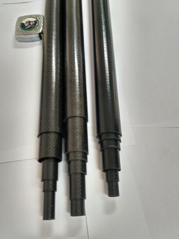 7 sections 3K plain carbon fiber telescopic pole for sailing boat  mast