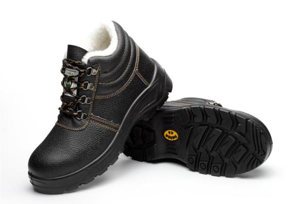 winter black leather cotton high anti-static safety shoes
