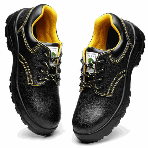 Black leather low antisquashy steel head safety shoes,anti smashing puncture proof shoes