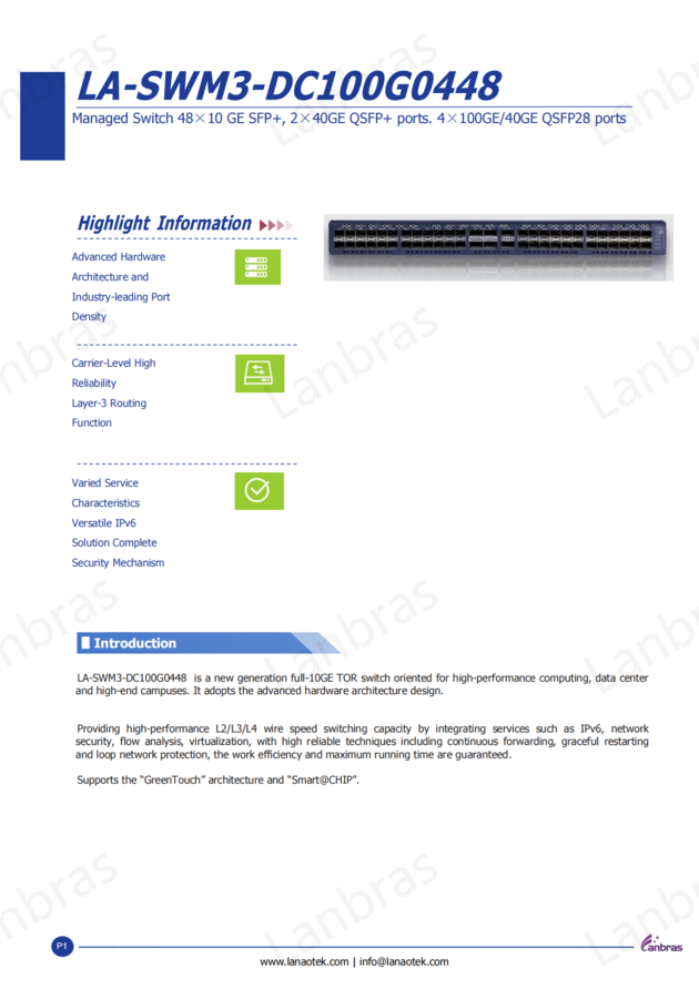 Managed Ethernet Switch With 48 10GE