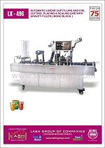 LX-496: Automatic Linear Cup Filling And Foil Cutting, Placing & Sealing Line With Gravity Filler.