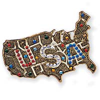 USA Map Brooch