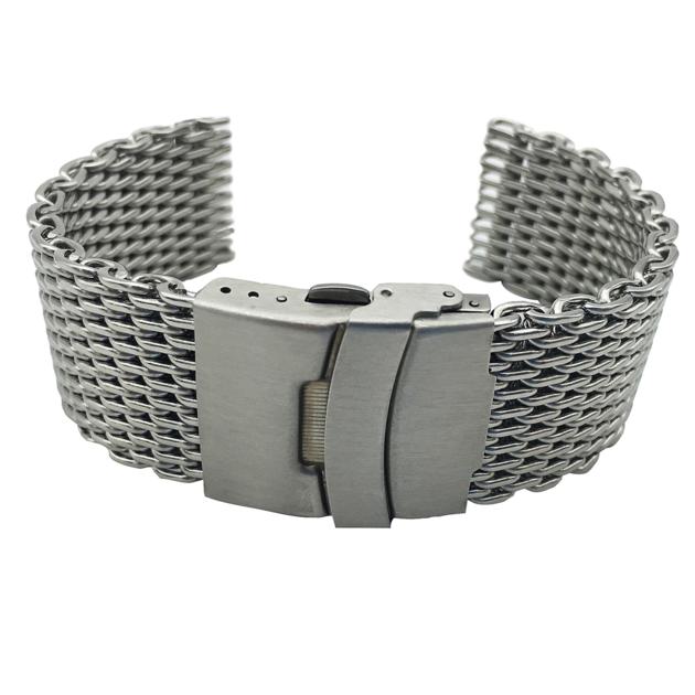 Shark Mesh Watch Band in 304 Stainless Steel Silver
