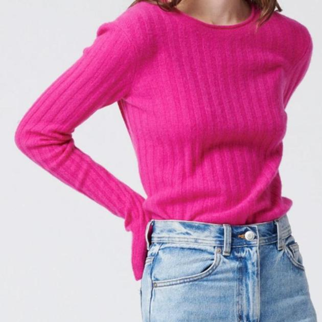 Cashmere Ribbed Sweater Fuchsia