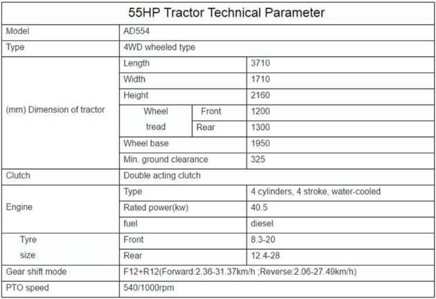 Small Agriculture Machinery 55HP 4WD Tractor