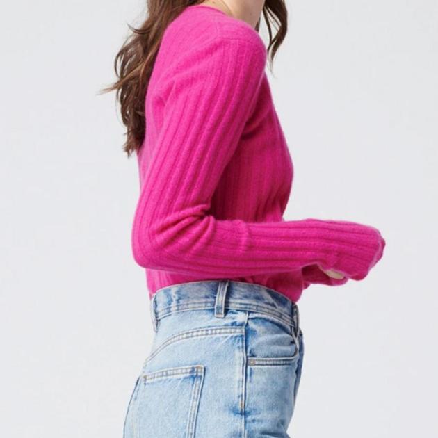 Cashmere Ribbed Sweater Fuchsia 