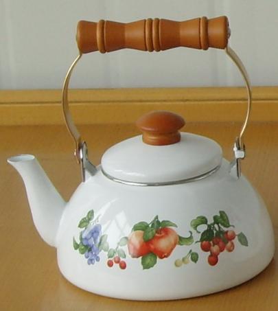 porcelain enamel half-round teapot