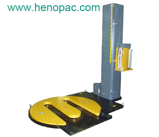 G4 Semi-auto M type pallet wrapping machine with powered pre-stretch film carriage 