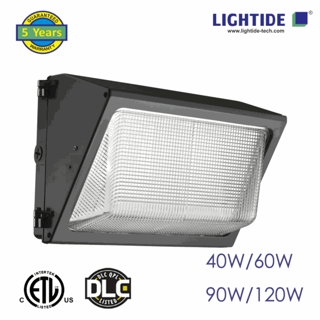 Lightide DLC Qualified Semi Cut-off LED Wall Pack Lights-Glass Refractor