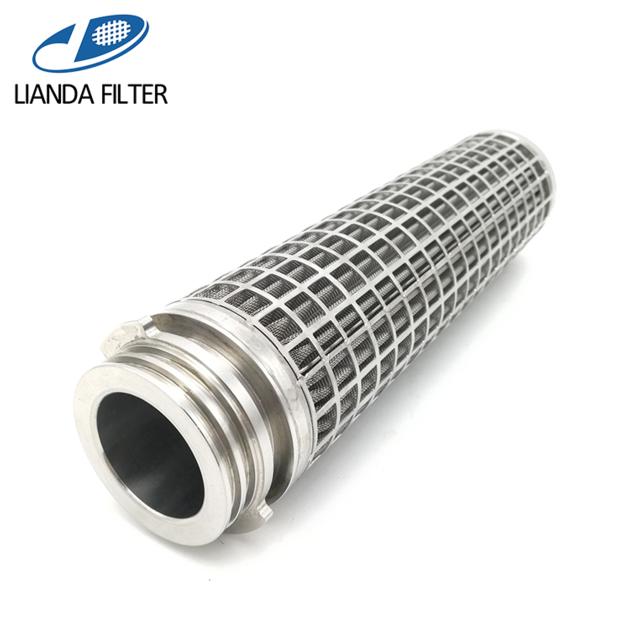 stainless steel pleated mesh filter cartridge with 226 adapter and outer protection sleeve 
