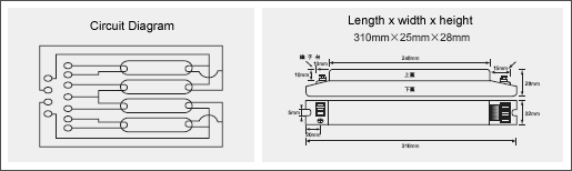 Preheated activation type electronic ballast- T5/T6 four lamps series