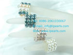 wholesale multi-color triple row freshwater pearl stretch ring