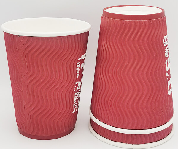 Red Double Ripple Wall Logo Printed Disposable Paper Coffee Cups