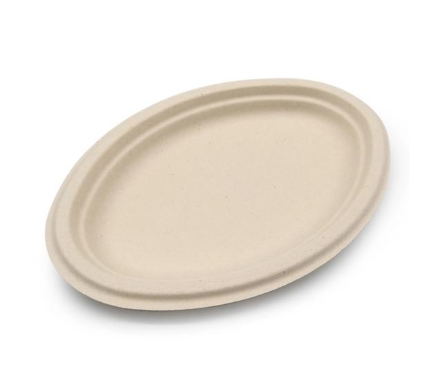 10 inch Freezer Safe Fiber Pulp Heavy Duty Oil Proof Recyclable Sustainable to go Oval Christmas Dis