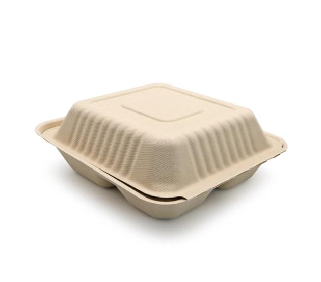 1000 ml Stackable Sustainable Wholesale Disposable Biodegradable Plant Fiber Bento Lunch Box 3 Compa