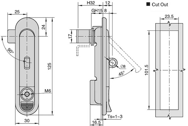 FS2364 Interior Security Door Lever Handle