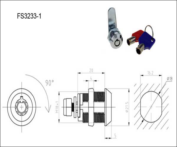 FS3233 Vending Machine Push Cam Locks