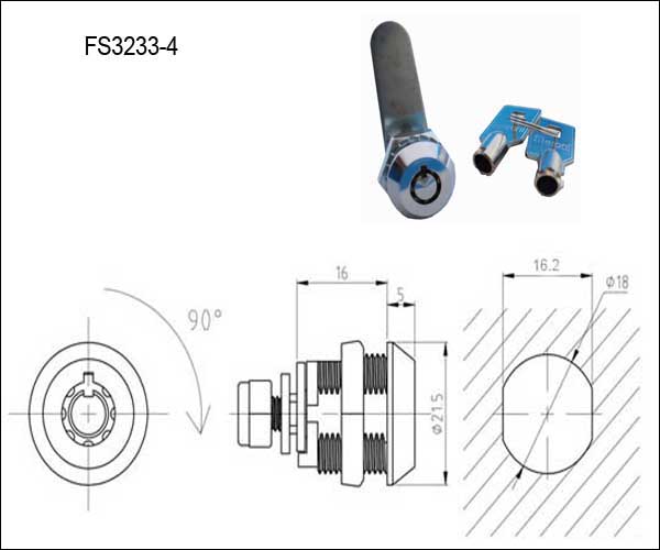 FS3233 Vending Machine Push Cam Locks