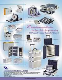 aluminium cases such as beauty and jewelry cases, traveling case, attache cases, computer cases, professional cases, and all kinds of cases for packaging purposes, gifts & stationery, premiums & sourvenirs