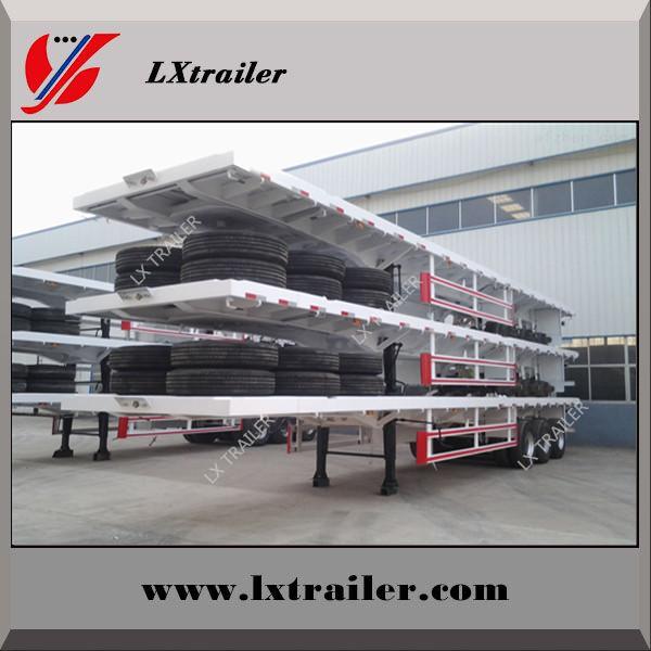 China manufacturer 13m 3-axle flatbed container semi trailer