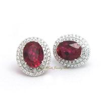 Synthetic Ruby Earring Corundum 925 Sterling Silver White Gold Plated Luxury and Elegant Women's Gif