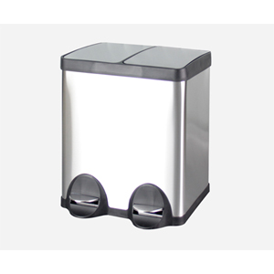 MAX-SN354A 2 Comparment 60l Stainless Steel Foot Pedal Waste Bin for Office Dustbin