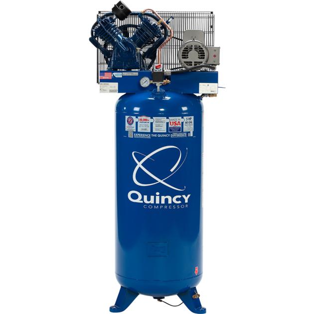 Quincy QT-54 Splash Lubricated Reciprocating Air Compressor — 5 HP, 230 Volt, 1 Phase, 60-Gallon Ver