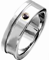 Grooved Tungsten Finger Ring with stone