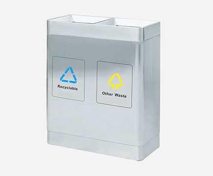 MAX-HB41 Wholesale Stainless Steel 2 Compartment Recycle Bin With Silk-screen For Airport