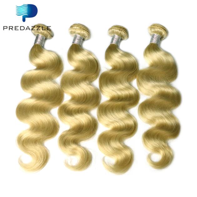 613 Platinum Blonde Human Hair Weft-GH01
