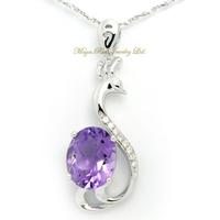 Natural Amethyst Pendant Purple Color 925 Sterling Silver Micro Setting Handmade Elegant Gift