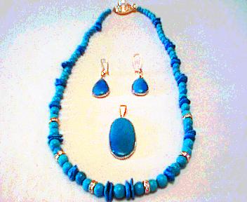 Natural Turquoise Precious Stones Set