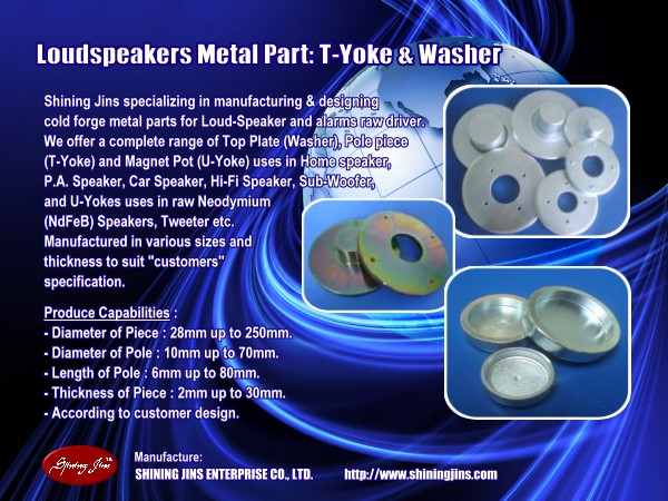 ,Speaker parts: Back Plate and Pot Yokes made in Taiwan
