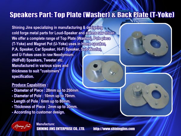 Speaker Parts Back Plate And Pot