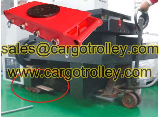 Machinery dollies used to move machine